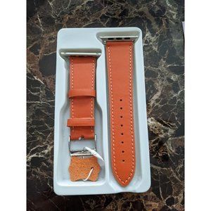 Brand New Real Genuine Leather Orange Apple Watch Band